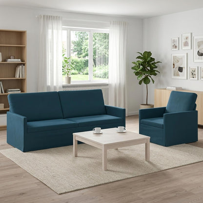 Sofa Set 2 pcs Blue Velvet