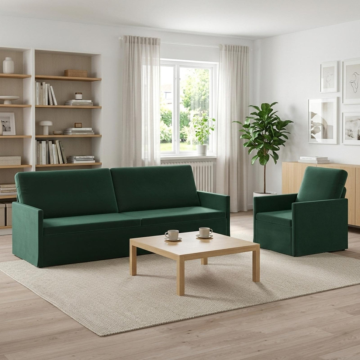 Sofa Set 2 pcs Dark Green Velvet