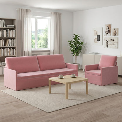 Sofa Set 2 pcs Pink Velvet