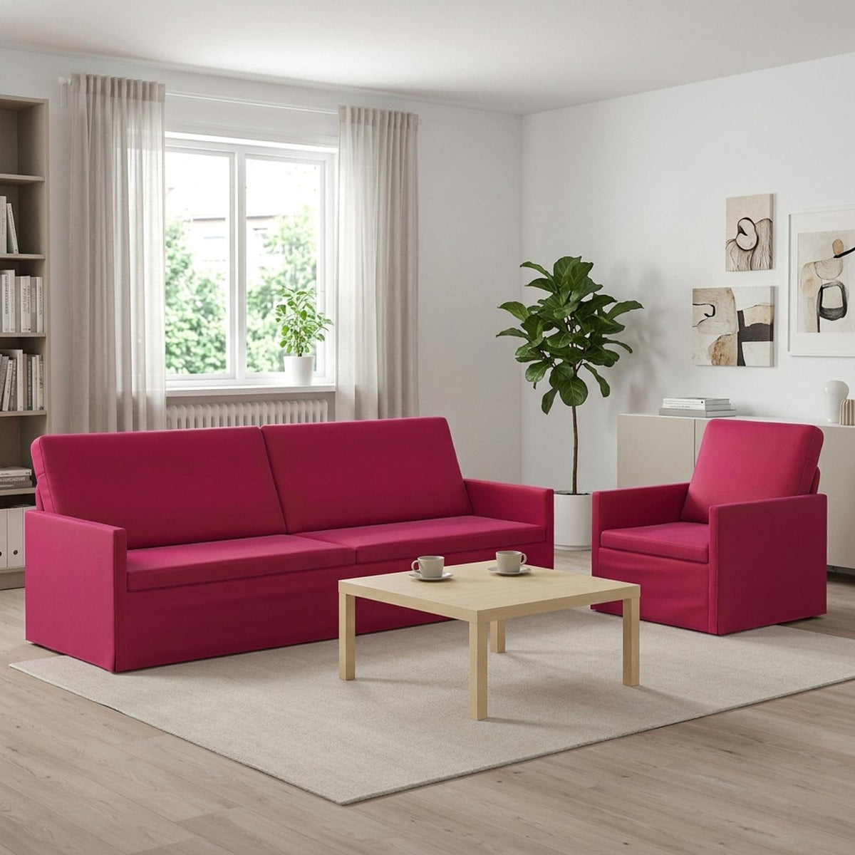 Sofa Set 2 pcs Wine Red Velvet