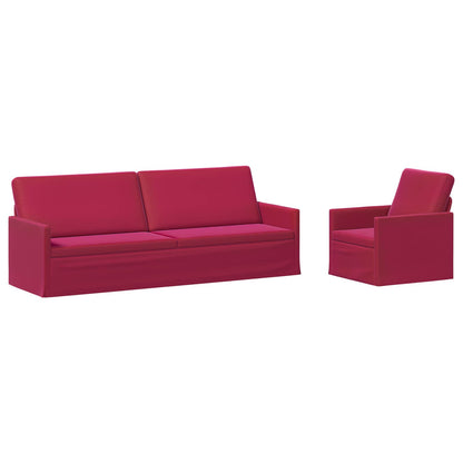 Sofa Set 2 pcs Wine Red Velvet