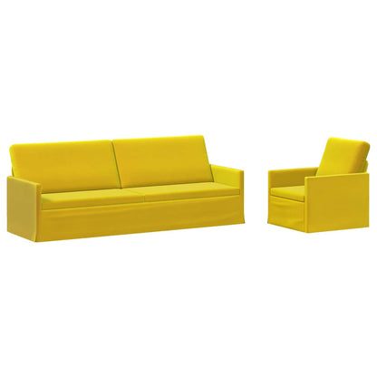 Sofa Set 2 pcs Yellow Velvet