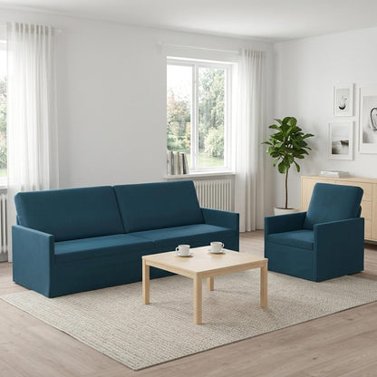 Sofa Set 2 pcs Blue Velvet