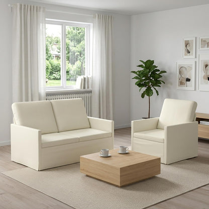 Sofa Set 2 pcs Cream Corduroy Fabric