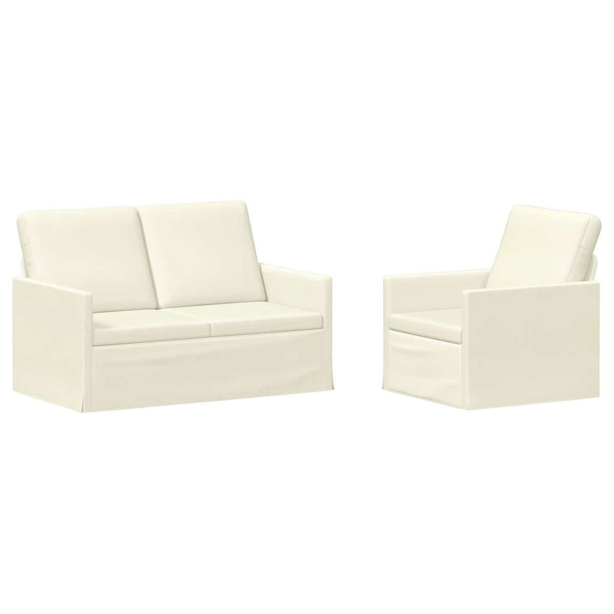 Sofa Set 2 pcs Cream Corduroy Fabric