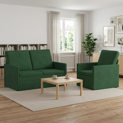 Sofa Set 2 pcs Jungle Green Corduroy Fabric