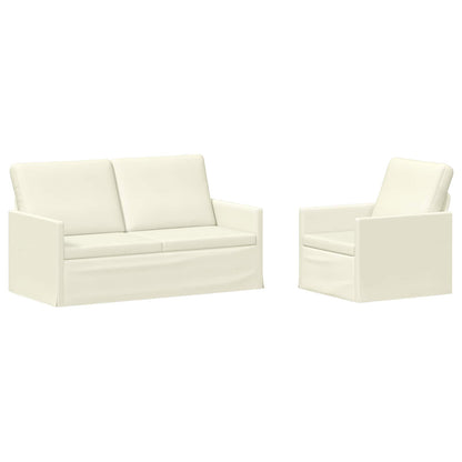 Sofa Set 2 pcs Cream Corduroy Fabric