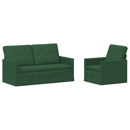 Sofa Set 2 pcs Jungle Green Corduroy Fabric