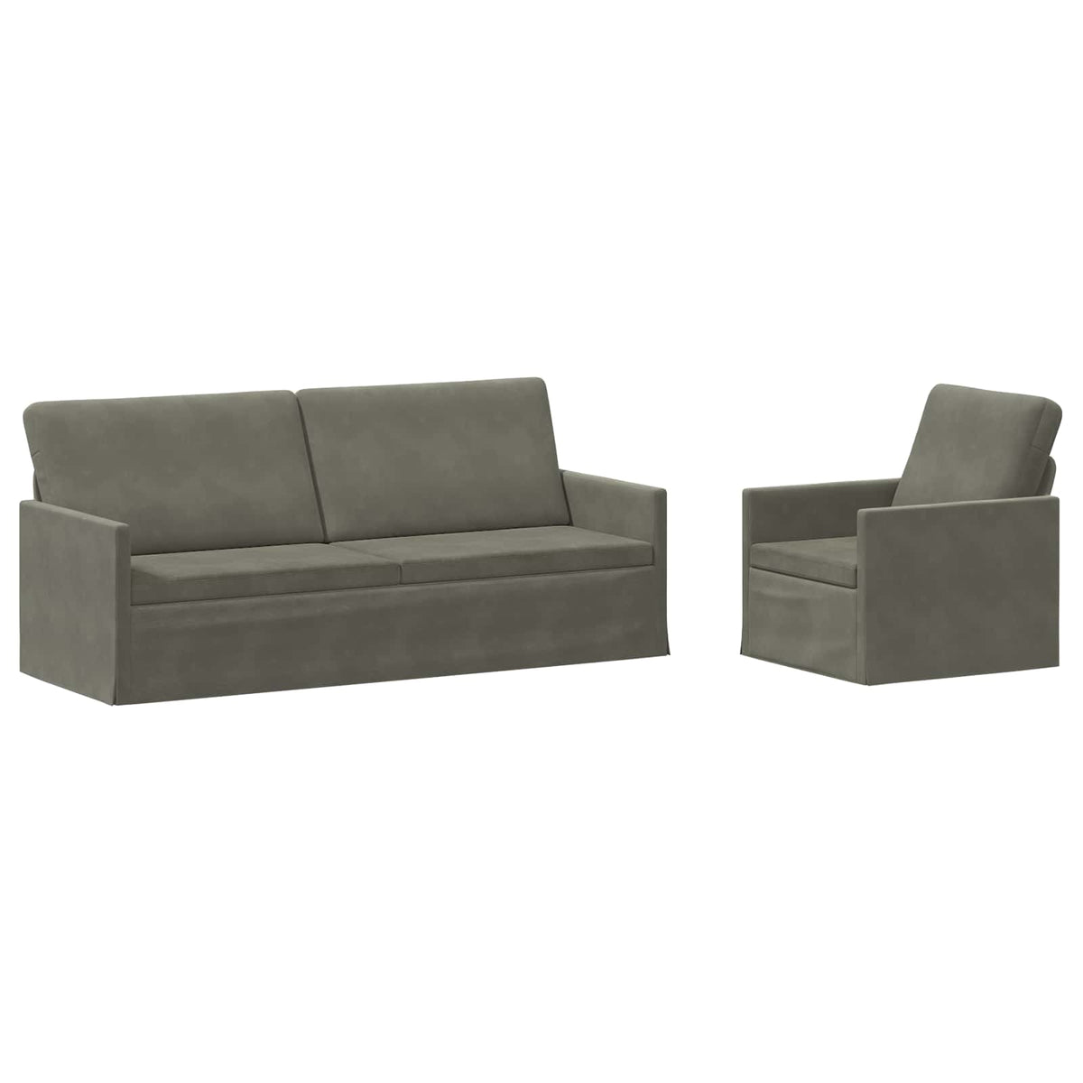 Sofa Set 2 pcs Light Grey Corduroy Fabric