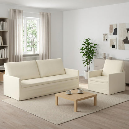 Sofa Set 2 pcs Cream Corduroy Fabric