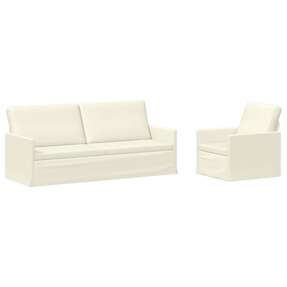 Sofa Set 2 pcs Cream Corduroy Fabric