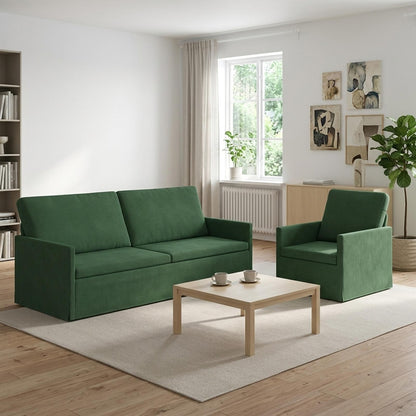Sofa Set 2 pcs Jungle Green Corduroy Fabric