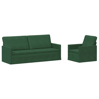Sofa Set 2 pcs Jungle Green Corduroy Fabric