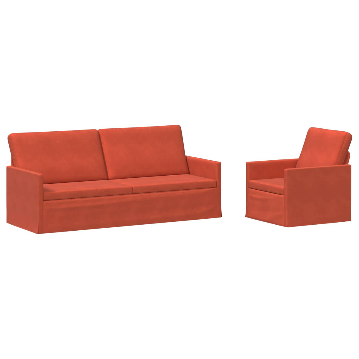 Sofa Set 2 pcs Red Orange Corduroy Fabric