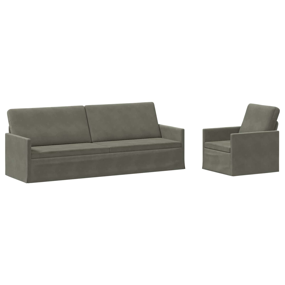 Sofa Set 2 pcs Light Grey Corduroy Fabric