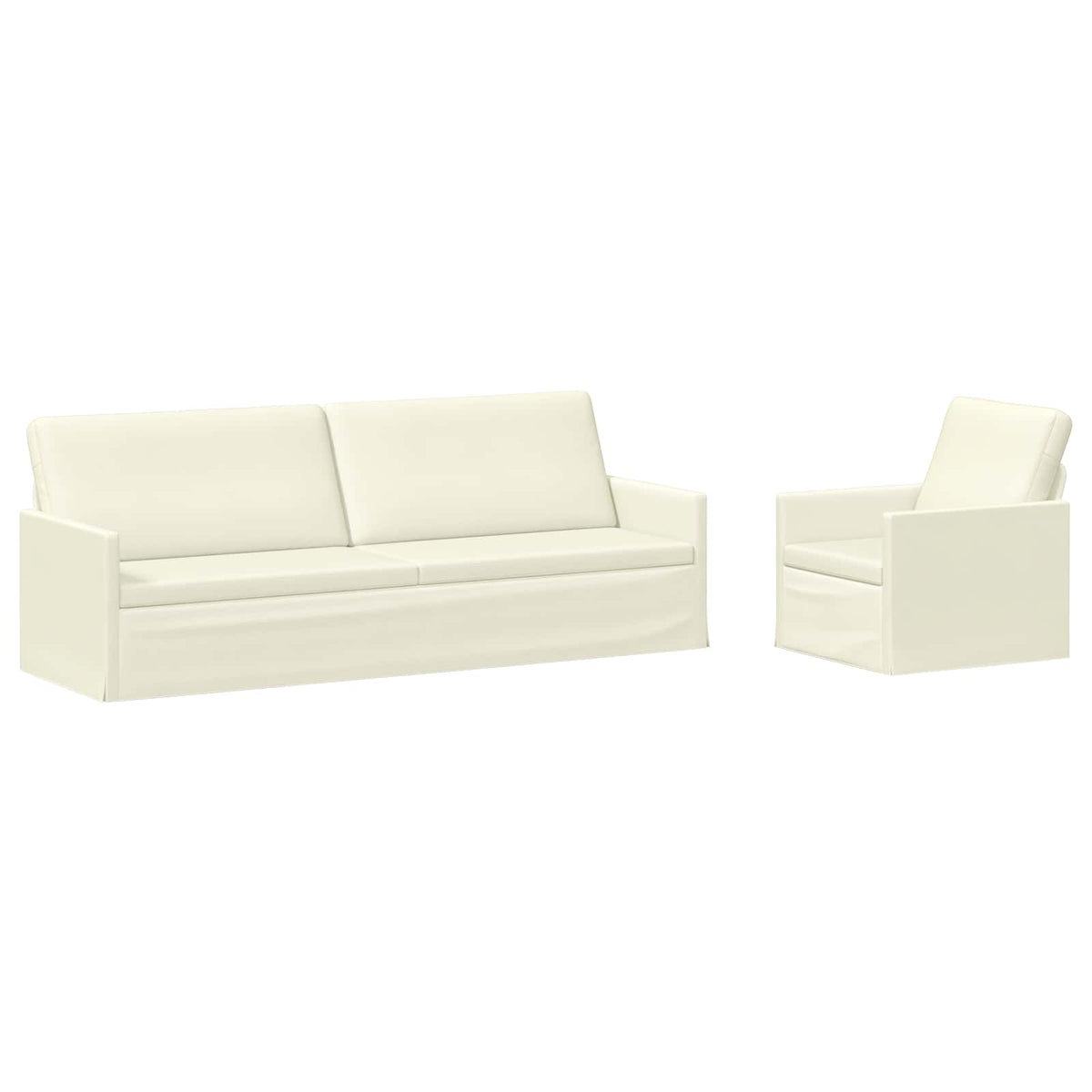 Sofa Set 2 pcs Cream Corduroy Fabric