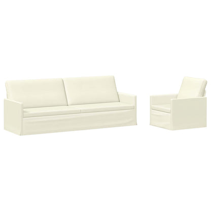 Sofa Set 2 pcs Cream Corduroy Fabric