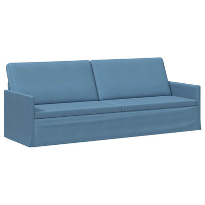 Sofa Set 2 pcs Blue Corduroy Fabric