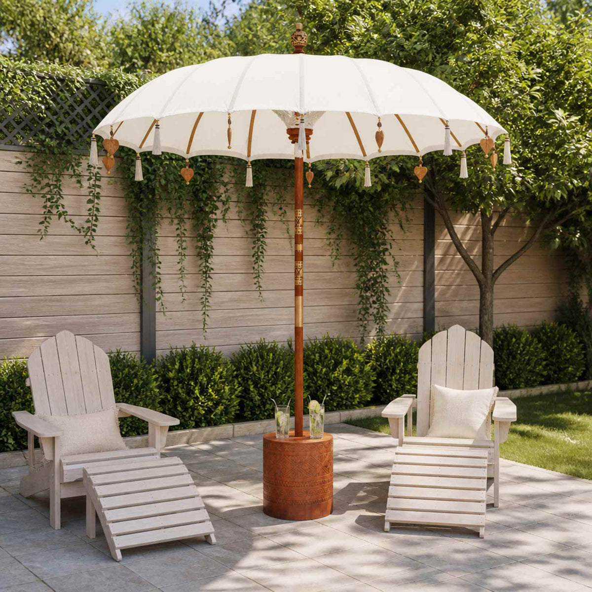 Balinese Parasol with Base Round 190 x 190 x 295 cm