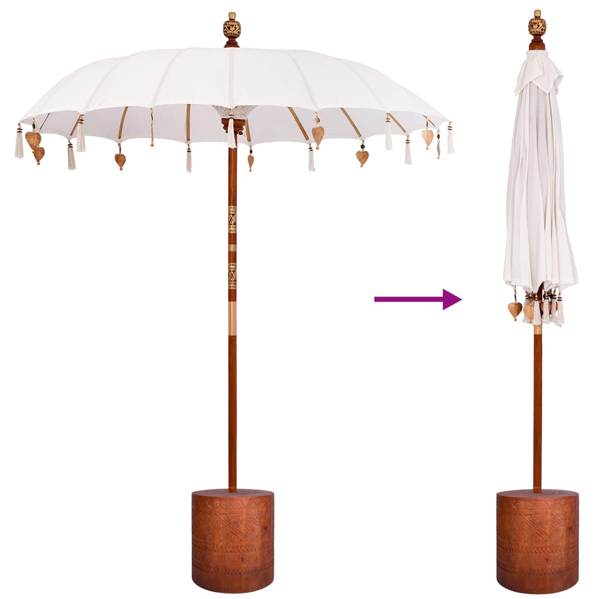 Balinese Parasol with Base Round 190 x 190 x 295 cm