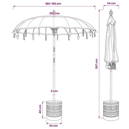 Balinese Parasol with Base Round 190 x 190 x 295 cm