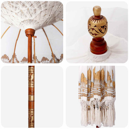 Balinese Parasol with Base 2 pcs Cream