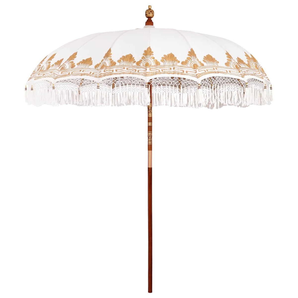 Balinese Parasol with Base Ø 210-220 cm Cream and Brown