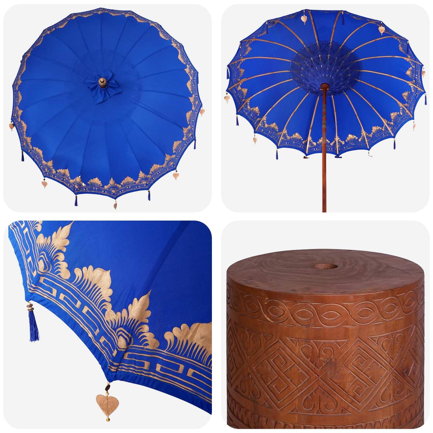 Balinese Parasol with Base 2 pcs Blue