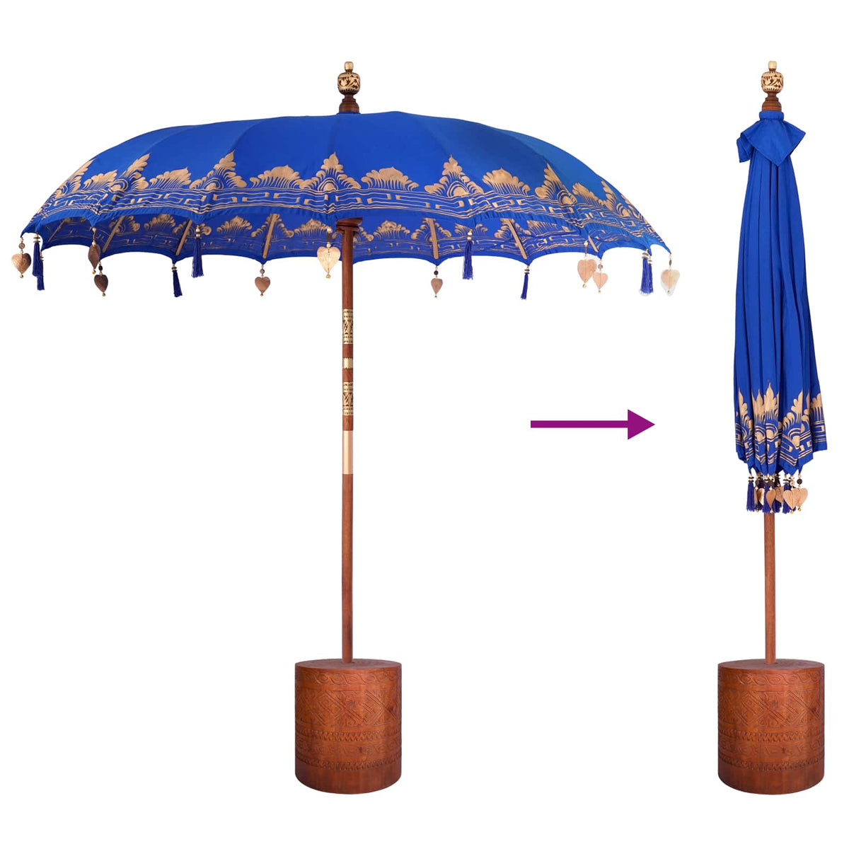 Balinese Parasol with Base 2 pcs Blue