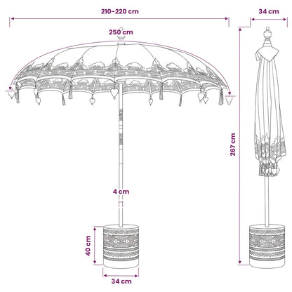 Balinese Parasol with Base 2 pcs Blue