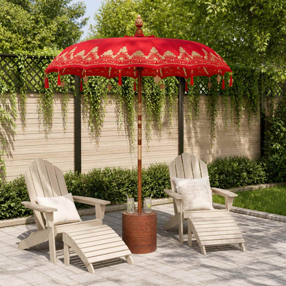 Balinese Parasol with Base 260 190 x 190 x 295 cm Red and Brown