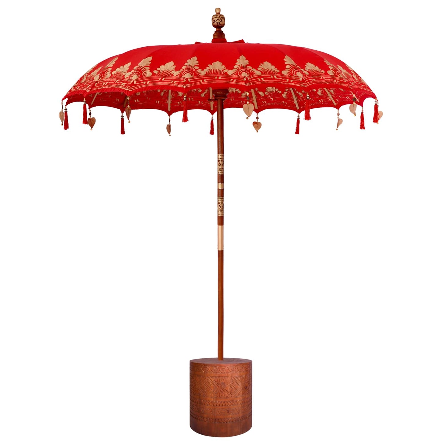 Balinese Parasol with Base 260 190 x 190 x 295 cm Red and Brown