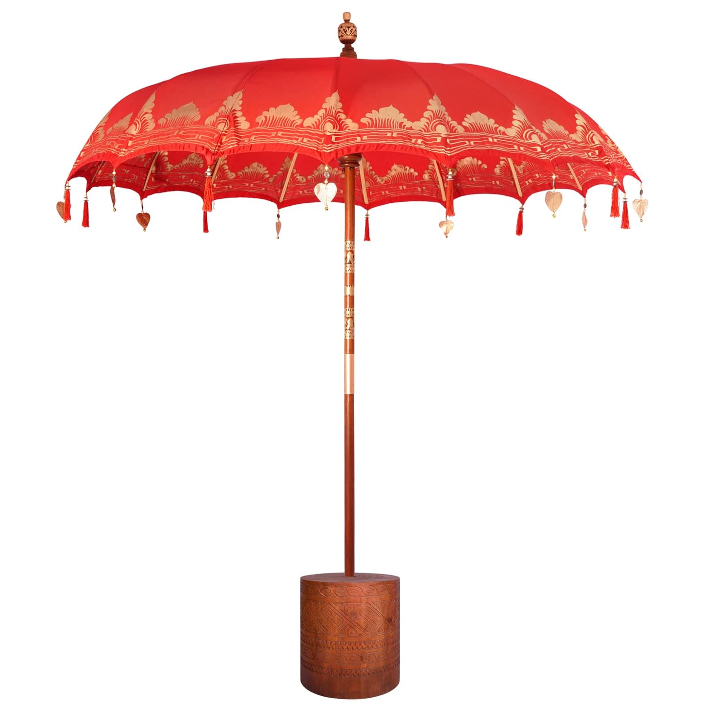 Balinese Parasol with Base 260 220 x 220 x 295 cm Red and Brown