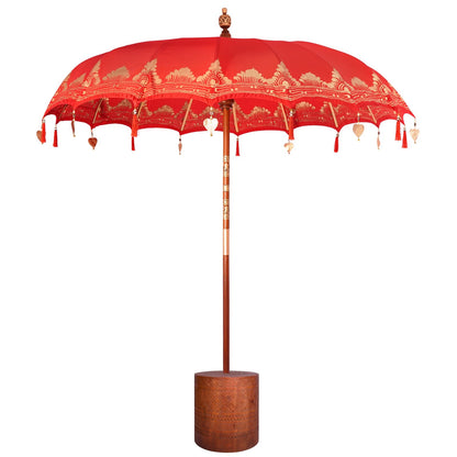Balinese Parasol with Base 260 220 x 220 x 295 cm Red and Brown