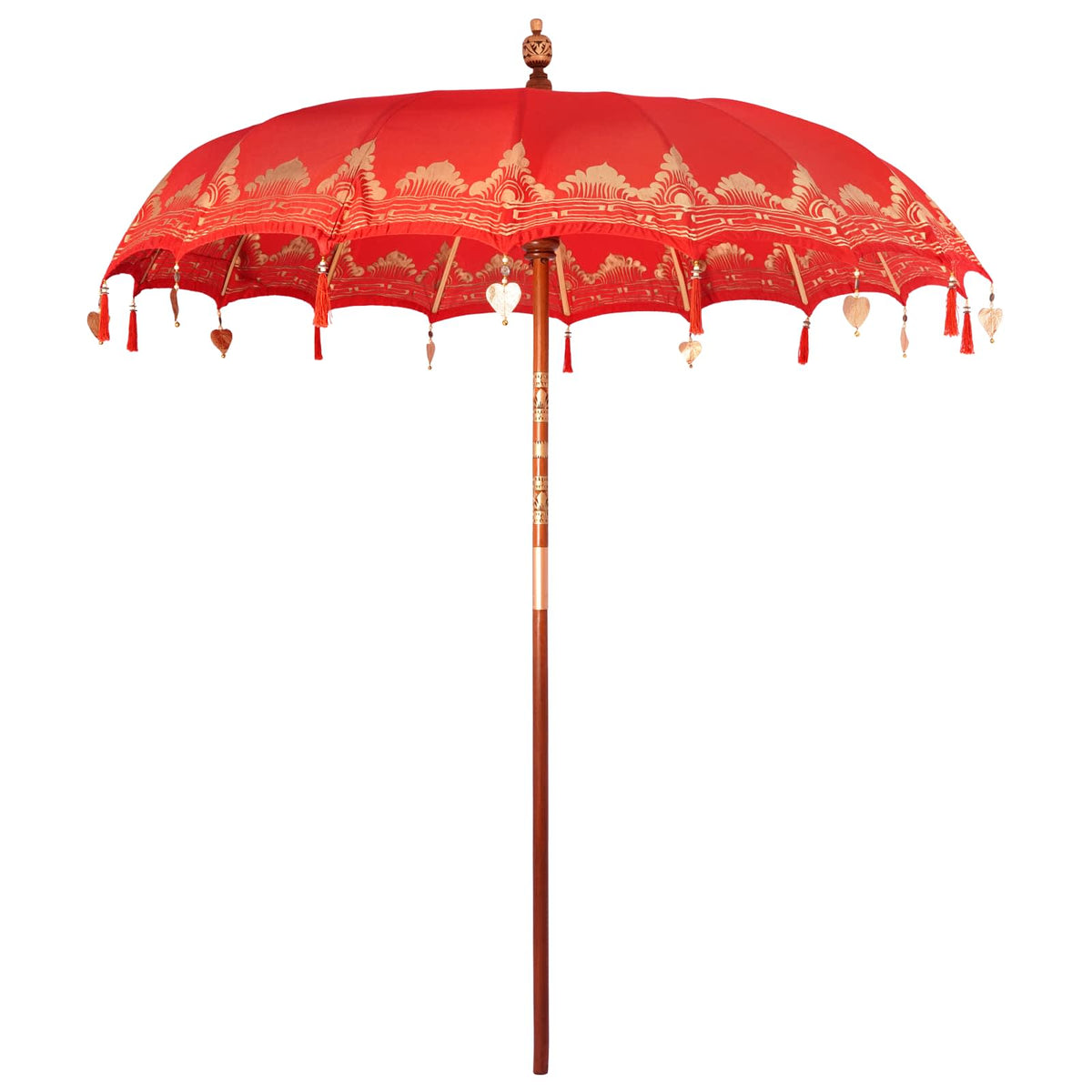 Balinese Parasol with Base 260 220 x 220 x 295 cm Red and Brown