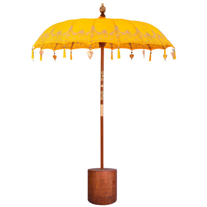 Balinese Parasol with Base 190 x 190 x 295 cm Yellow and Brown