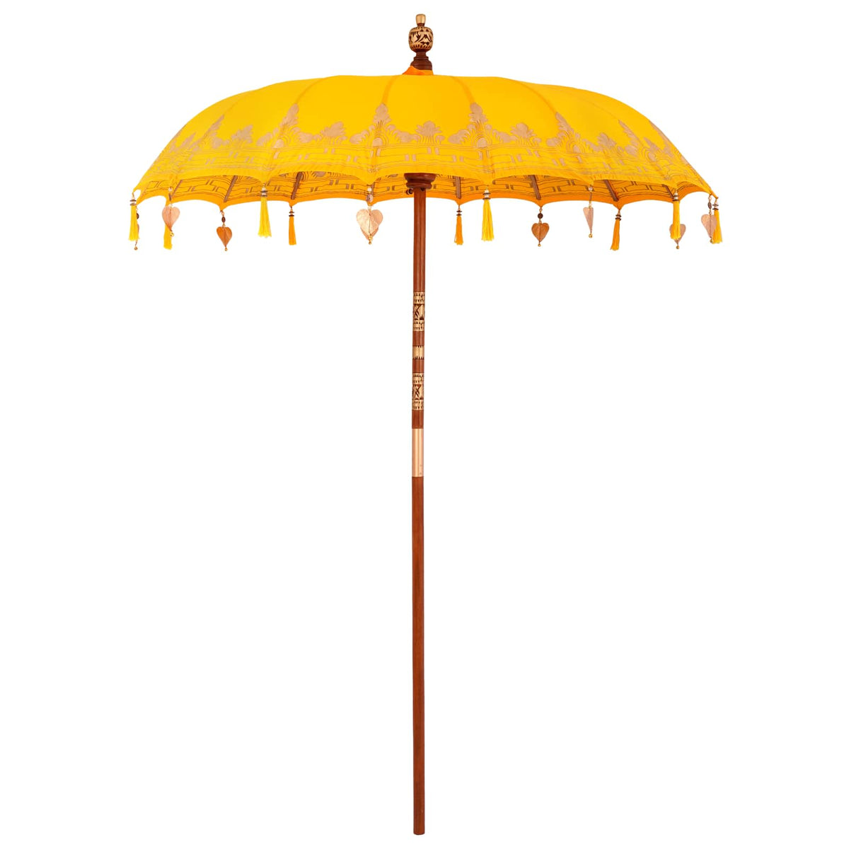 Balinese Parasol with Base 190 x 190 x 295 cm Yellow and Brown