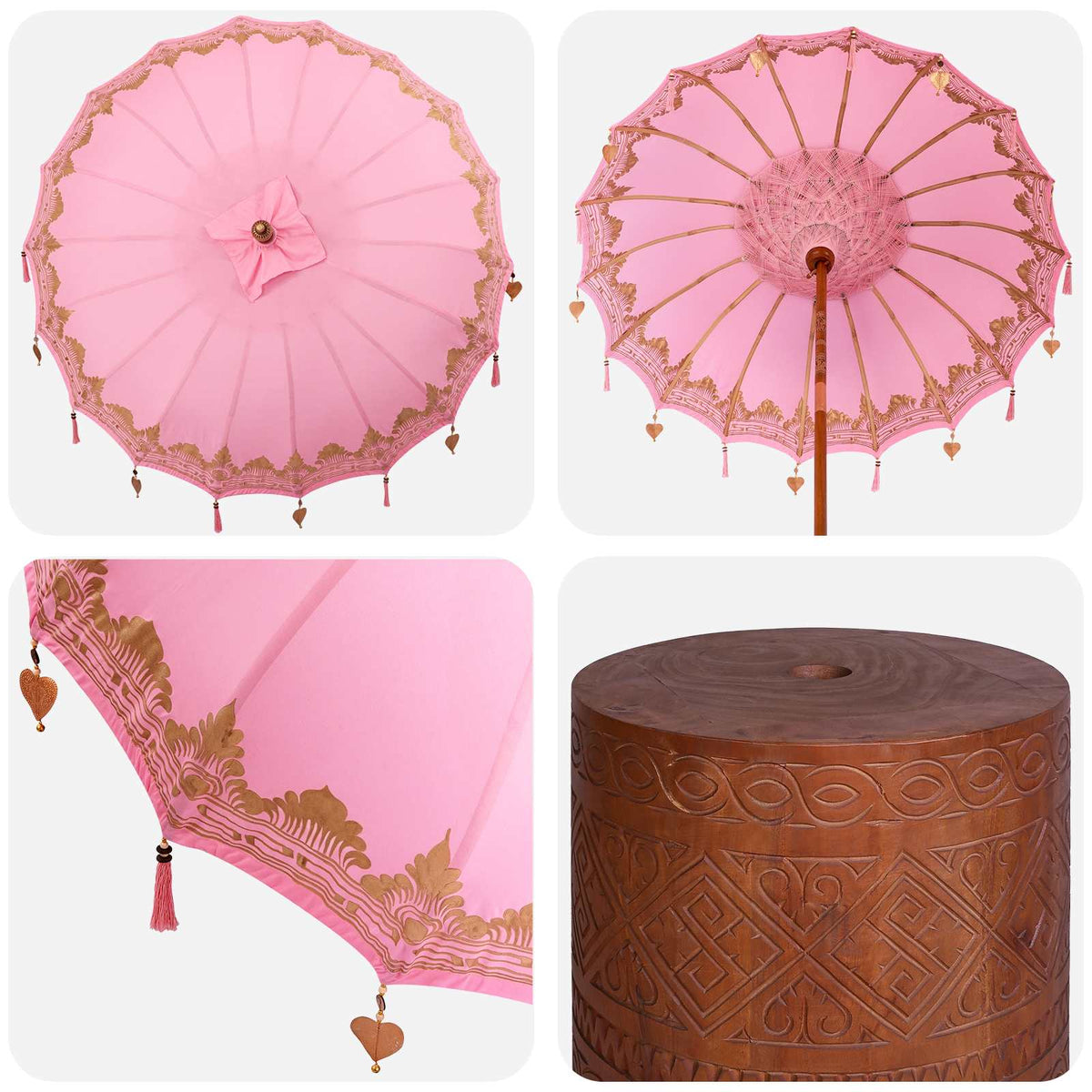 Balinese Parasol with Base 2 pcs Pink