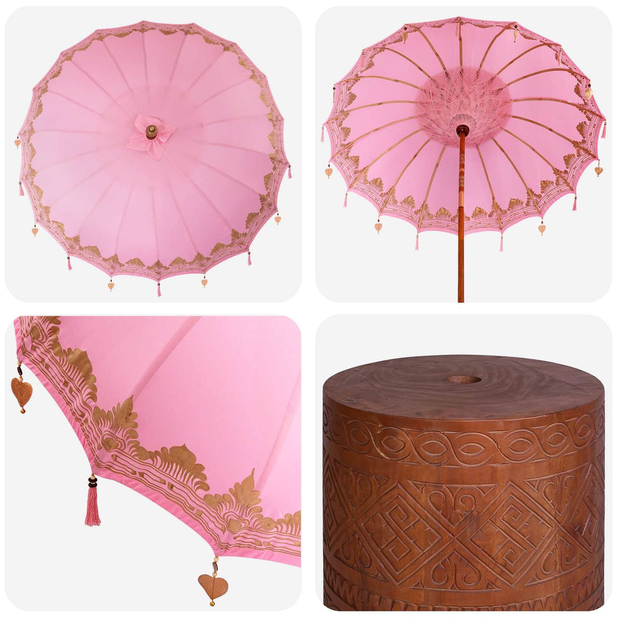 Balinese Parasol with Base 2 pcs Pink