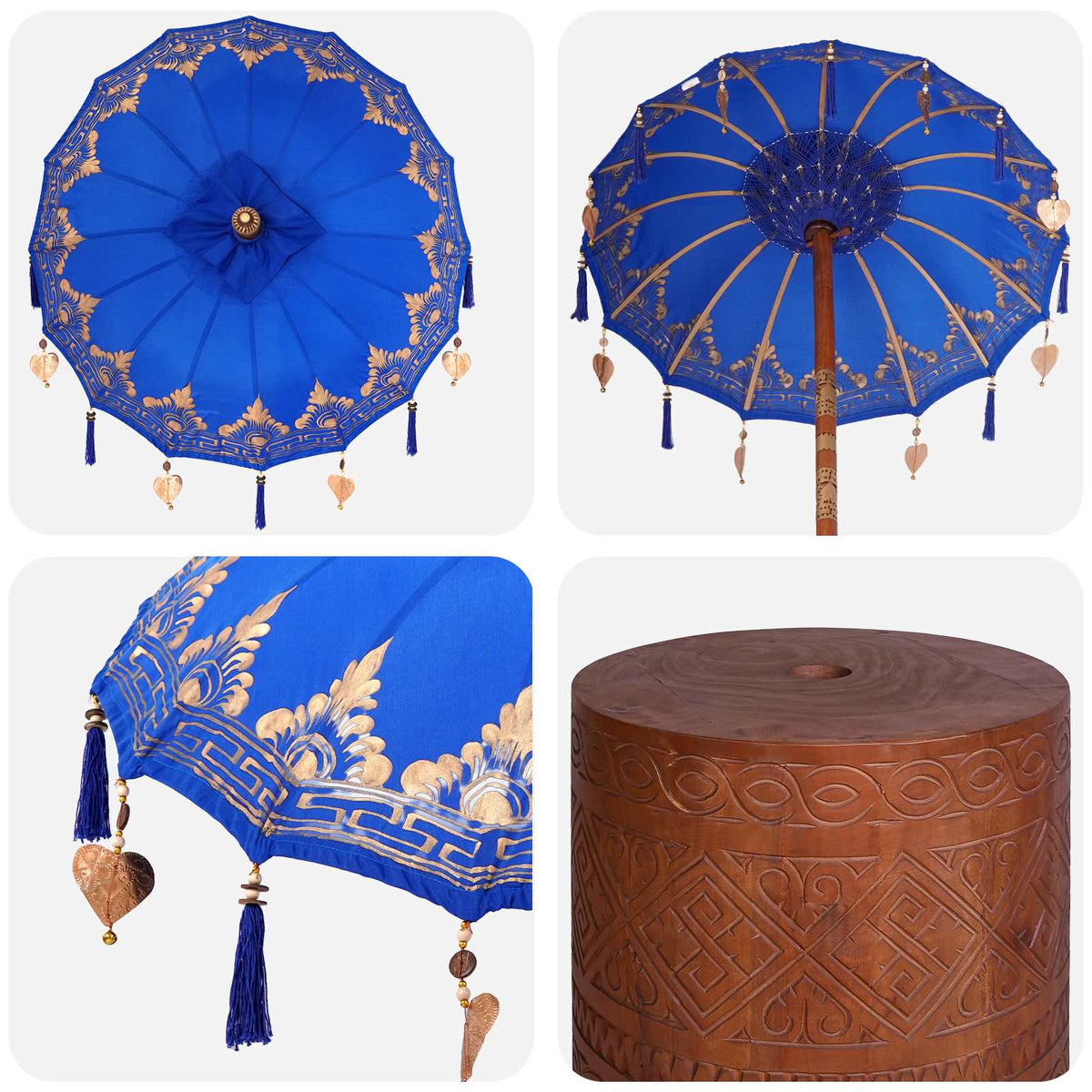 Balinese Parasol with Base 2 pcs Blue