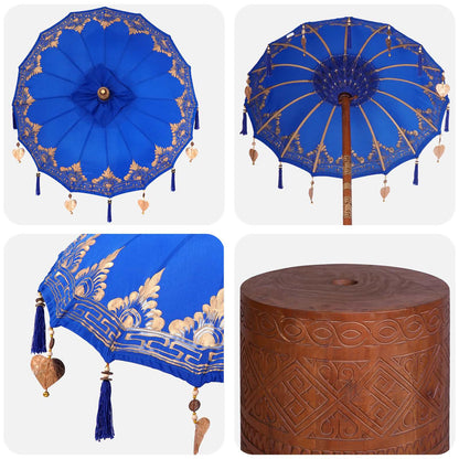 Balinese Parasol with Base 2 pcs Blue