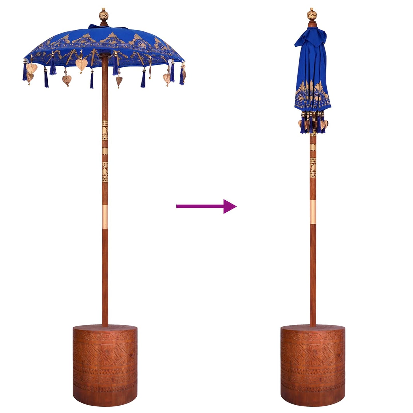 Balinese Parasol with Base 2 pcs Blue