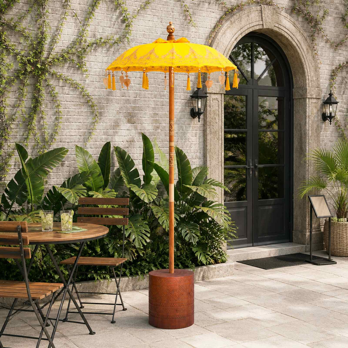 Balinese Parasol with Base 2 pcs Yellow