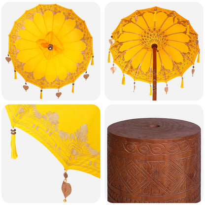Balinese Parasol with Base 2 pcs Yellow