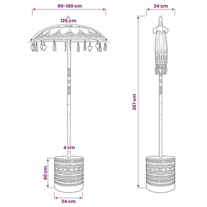 Balinese Parasol with Base 2 pcs Yellow