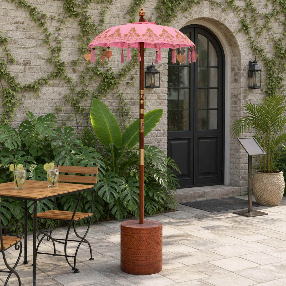 Balinese Parasol with Base 2 pcs Pink