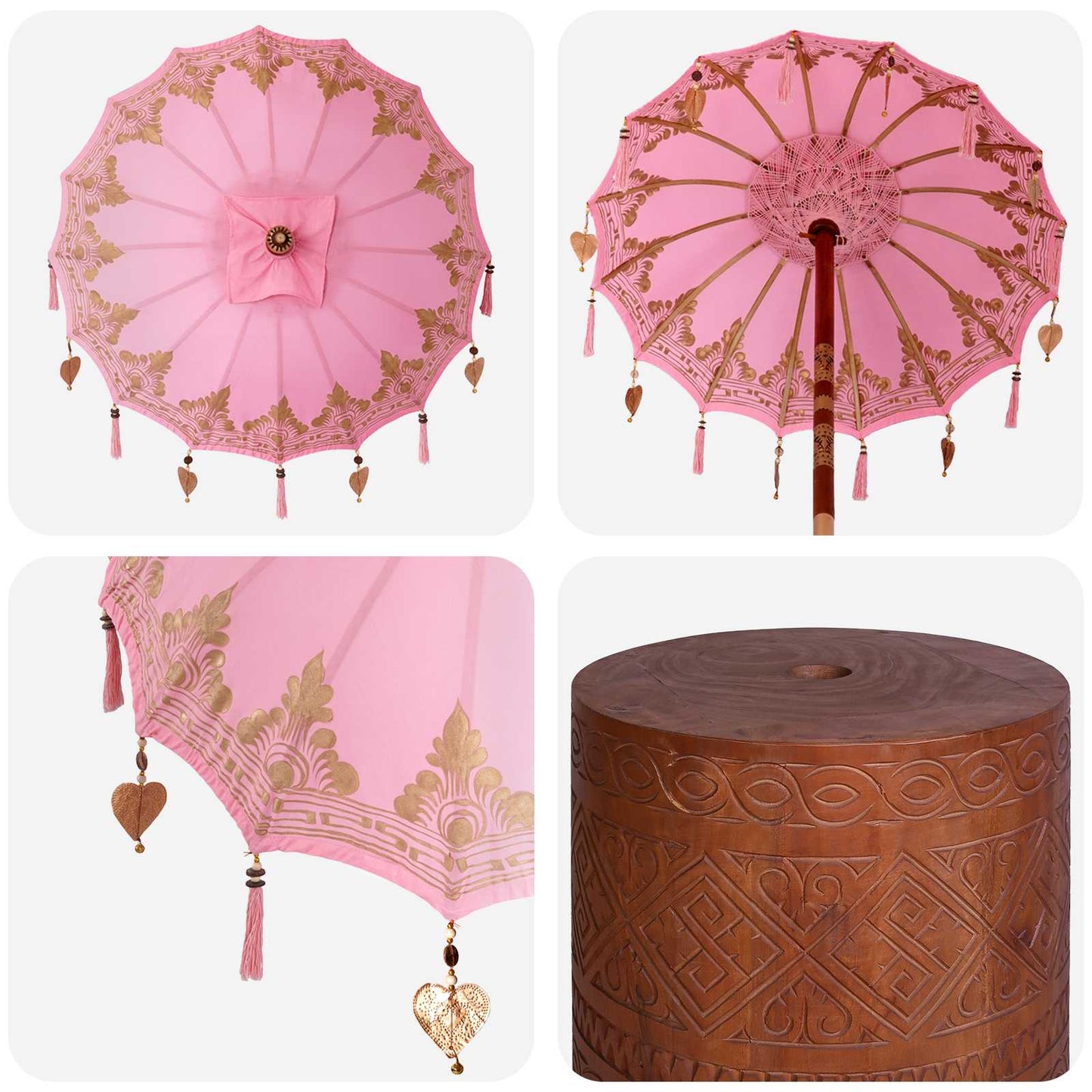 Balinese Parasol with Base 2 pcs Pink