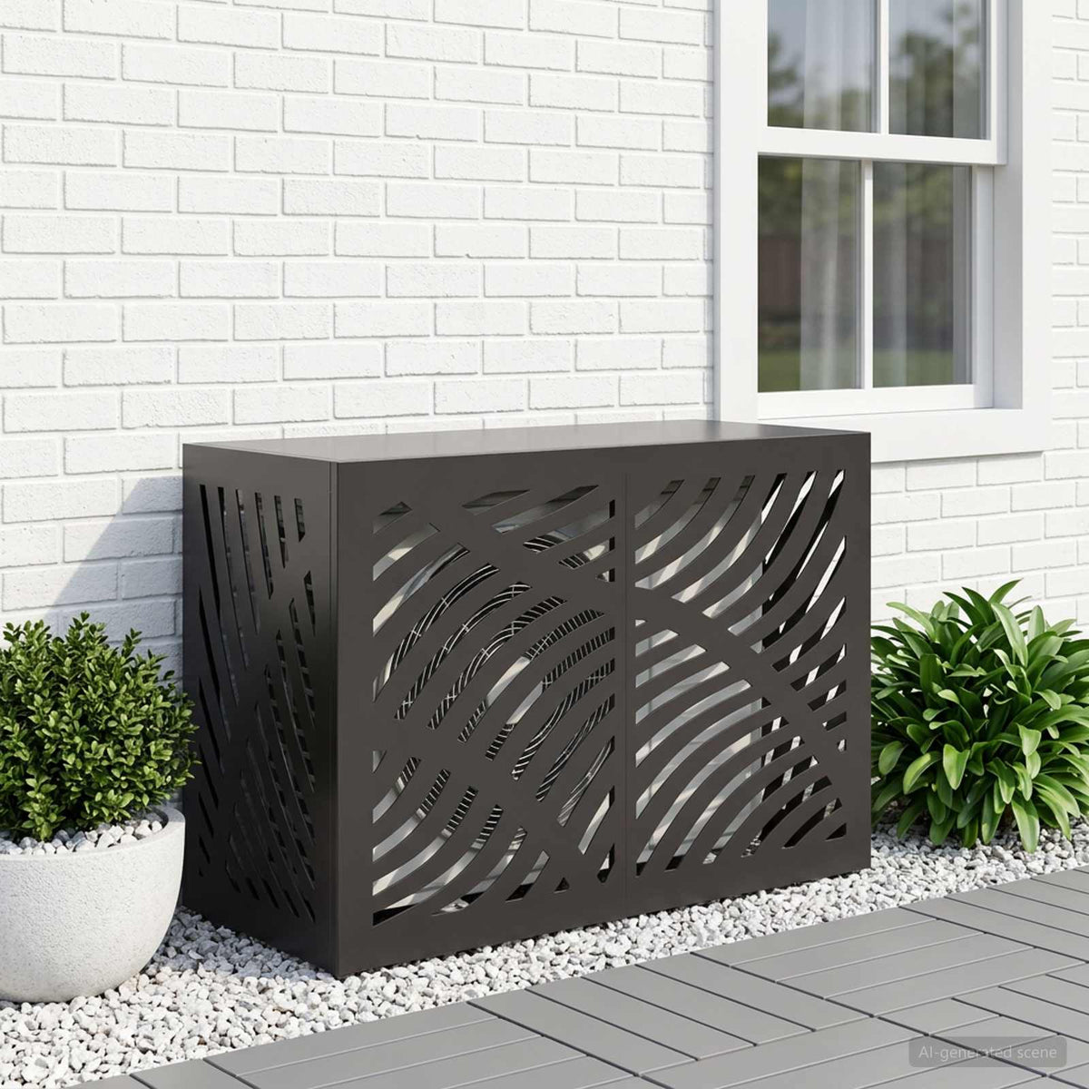 Air Conditioner Cover Black 90 x 40 x 60 cm Steel