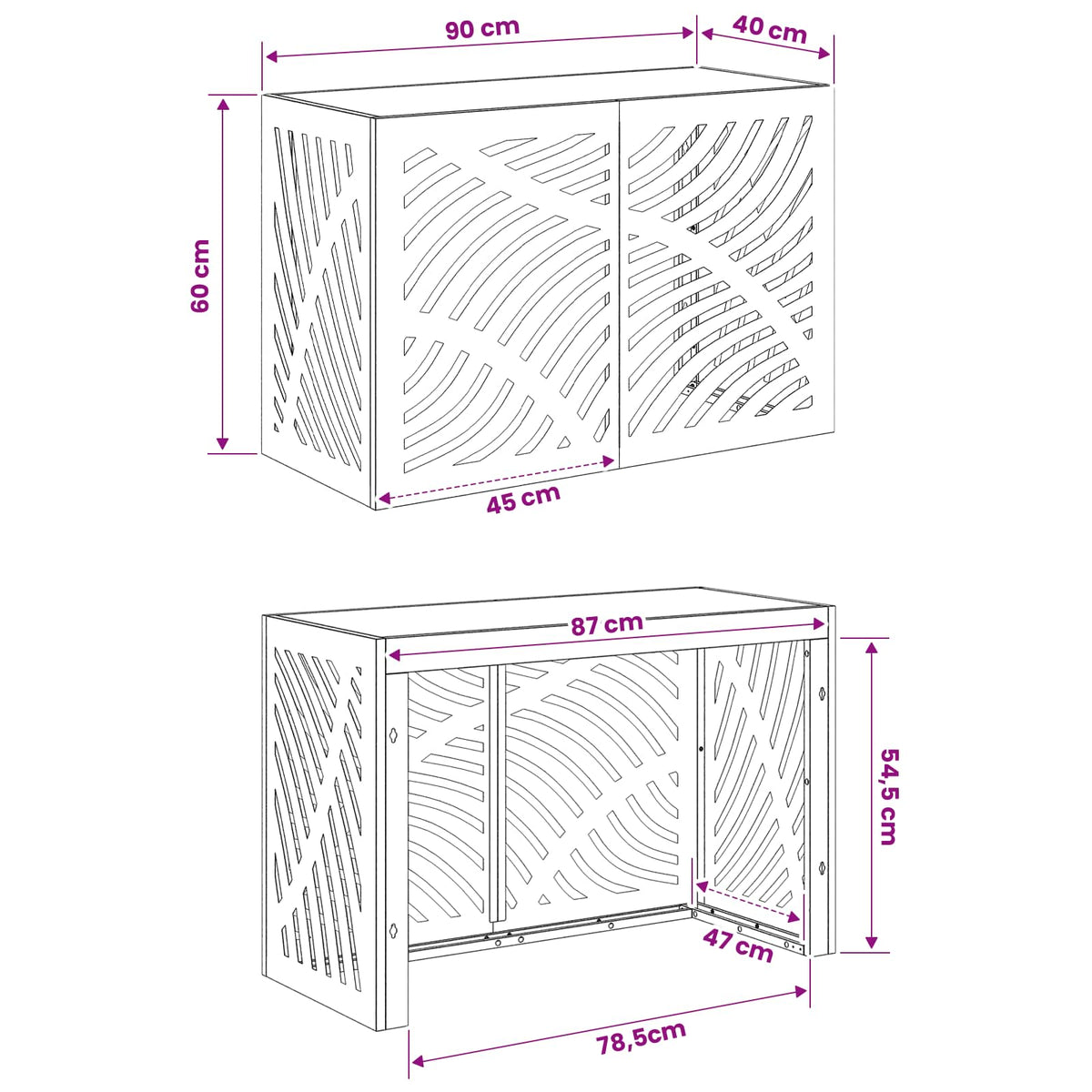 Air Conditioner Cover Black 90 x 40 x 60 cm Steel