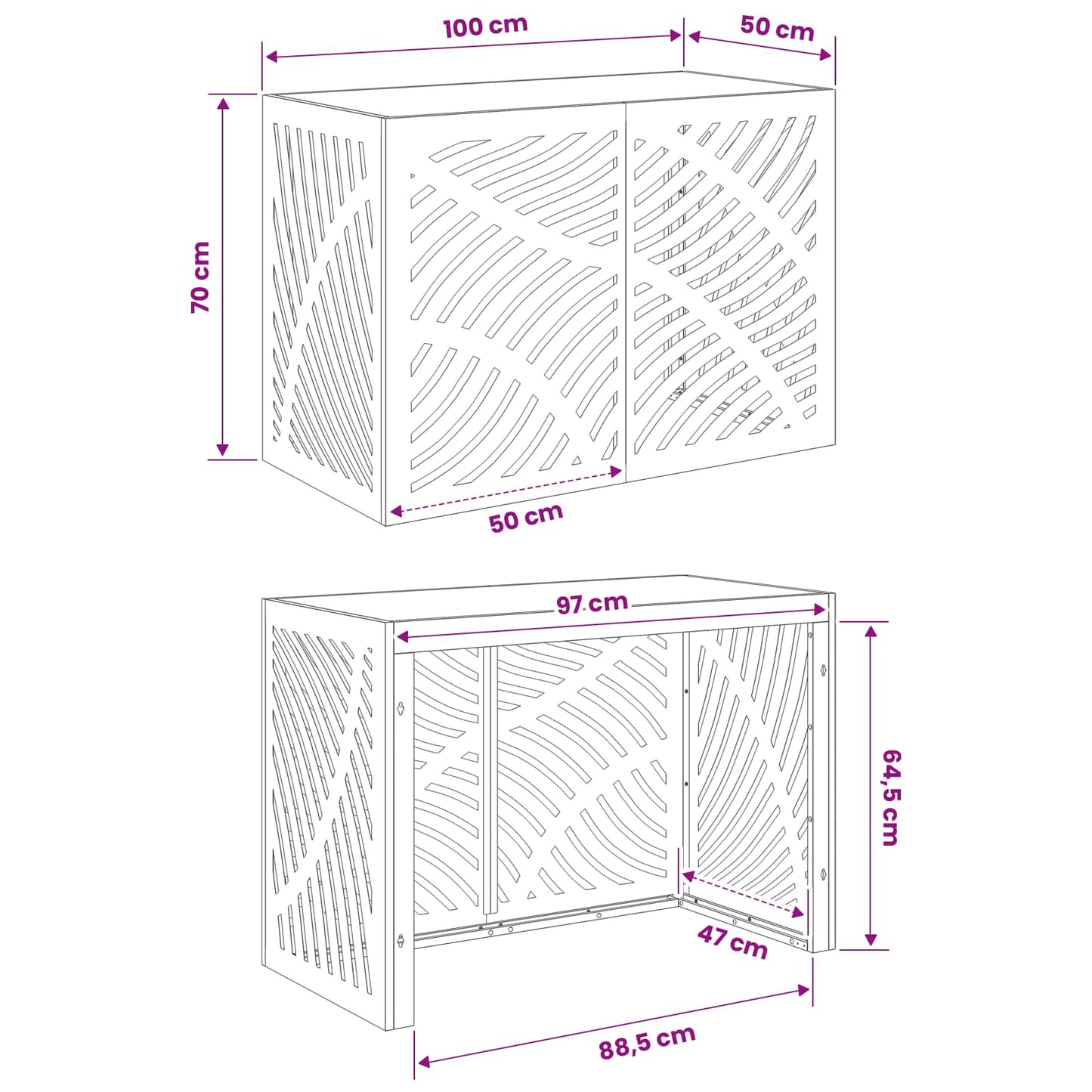 Air Conditioner Cover Silver 100 x 50 x 70 cm Galvanised Steel